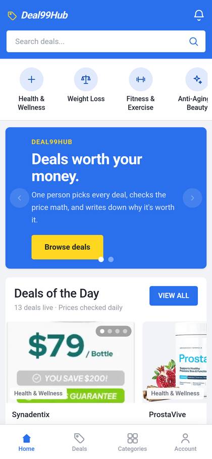 Deal99Hub on a phone